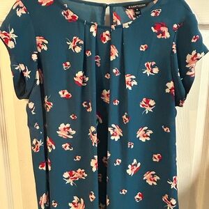 41 Hawthorn Blue and Red Floral Blouse